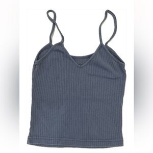 Brandy Melville Blue/ Navy Ribbed V Neckline Tank Top one size (S)